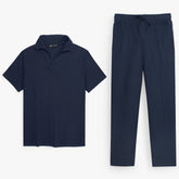Z.A.R.A WAFFLE KNIT OVERSIZED SLIT TRACKSUIT (NAVY BLUE)