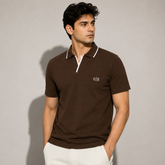 COTTON EAGLE C|E EMBROIDERED POLO SHIRT (BROWN)