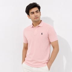 RL SMALL PONY PIQUE COTTON POLO SHIRT (POWDER PINK)