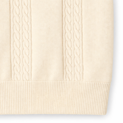 COTTON EAGLE MEN'S JOHNNY COLLAR CABLE KNIT POLO SHIRT (OFF-WHITE)