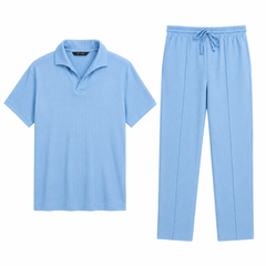 Z.A.R.A WAFFLE KNIT OVERSIZED SLIT TRACKSUIT (SKY)
