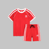 ADDAS PREMIUM KIDS PIPING DRI FIT TWINSET (RED)