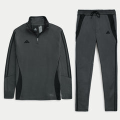 ADDAS Imported Tiro Piping Quarter Zip Tracksuit (Grey)