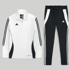 ADDAS Imported Tiro Piping Quarter Zip Tracksuit (White&Black)