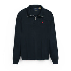 RL PREMIUM S/P COTTON THERMAL ZIP-UP MOCK NECK BLACK (SLIM FIT)