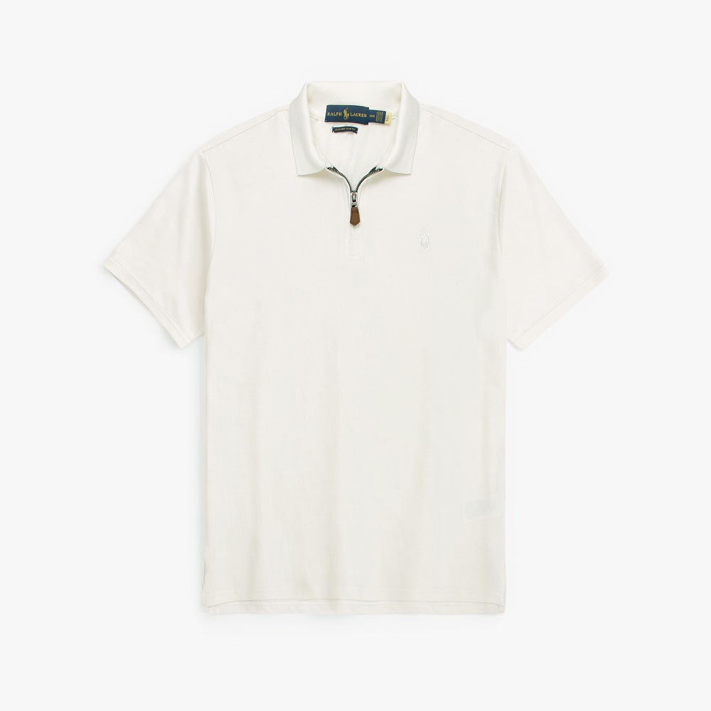 RL Premium Small Pony Zip Up Polo shirt (Off White)