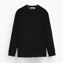 Z.A.R.A PREMIUM THERMAL COTTON CONTRAST TRIM SWEATSHIRT (BLACK)