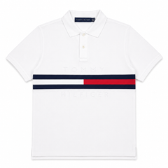 TOMMY SIGNATURE STRIPE POLO SHIRT (WHITE)