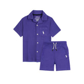 RL PREMIUM KIDS CUBAN COLLAR TWINSET (PURPLE)