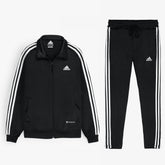 Addas Imported polyester Fleece Tracksuit (Black)