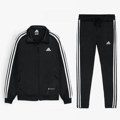 Addas Imported polyester Fleece Tracksuit (Black)