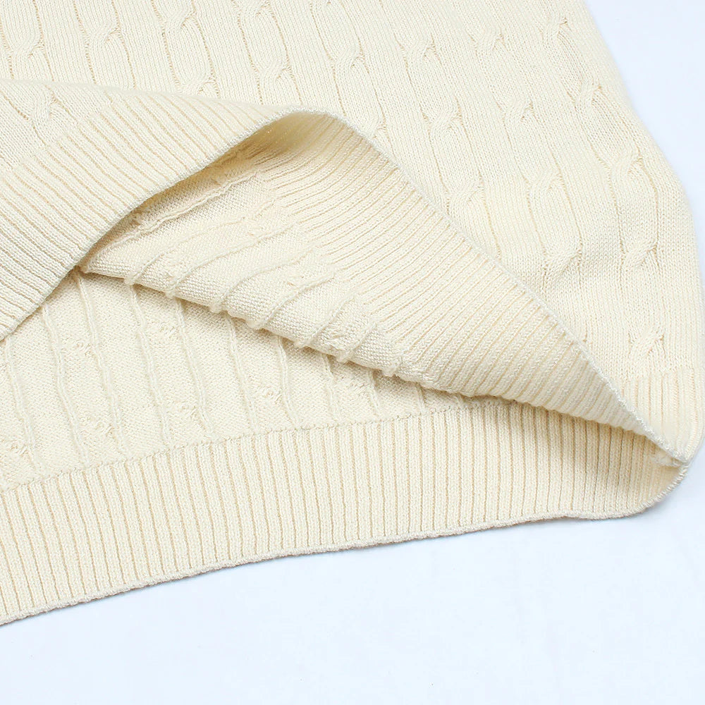 RL PREMIUM CABEL-KNIT BUTTON POLO SHIRT (OFF-WHITE)