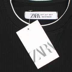 Z.A.R.A PREMIUM THERMAL COTTON CONTRAST TRIM SWEATSHIRT (BLACK)