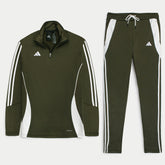 ADDAS Imported Tiro Piping Quarter Zip Tracksuit (Olive Green)
