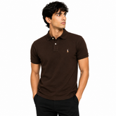 RL SMALL PONY MULTI HORSE COTTON PIQUE POLO SHIRT (CHOCLATE BROWN)