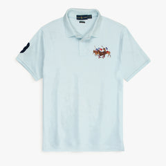 RL Premium 3 Horse Pique Cotton Polo Shirt (Sky Blue)