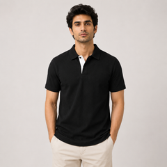 COTTON EAGLE PRESTIGE KNIT POLO SHIRT (GALAXY BLACK)