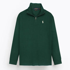 RL PREMIUM S/P COTTON THERMAL ZIP-UP MOCK NECK DK GREEN (SLIM FIT)