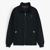 RL12 Premium Small Pony Cotton Fleece Zipper Jacket (Black)