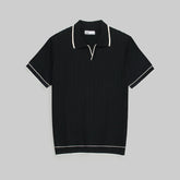 Z.A.R.A PREMIUM ESPRESSO CABEL-KNIT POLO SHIRT (BLACK)
