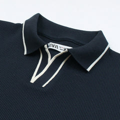 ZR PREMIUM MEN'S V NECK POLO SHIRT (NAVY BLUE)