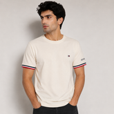 TOMMY SIGNATURE TIPPED T-SHIRT (OFF-WHITE)