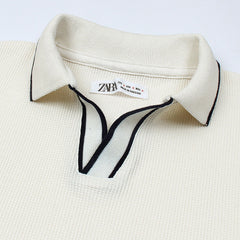 ZR PREMIUM MEN'S V NECK POLO SHIRT (OFF-WHITE)