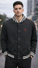 RL PREMIUM S/P COTTON FLEECE BASEBALL JACKET (BLACK)