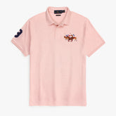 RL Premium 3 Horse Pique Cotton Polo Shirt (Pink)