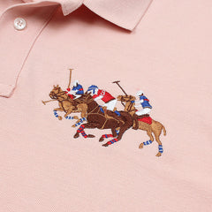 RL Premium 3 Horse Pique Cotton Polo Shirt (Pink)