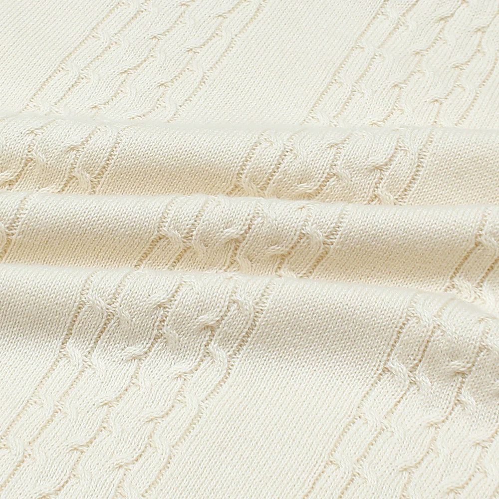 Z.A.R.A PREMIUM CABEL-KNIT V NECK POLO SHIRT (OFF-WHITE)