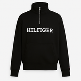 TH EMB HLFGR COTTON FLEECE ZIP-UP (BLACK)