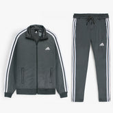 Addas Imported polyester Fleece Tracksuit (Grey)