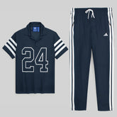 ADDAS PREMIUM INSPIRED 24 V NECK TRACKSUIT (NAVY BLUE)