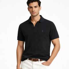 RL SMALL PONY MEN'S JHONY COLLAR POLO SHIRT (BLACK)