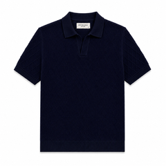 COTTON EAGLE DIAMOND KNIT POLO (NAVY BLUE)
