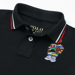 RL Kids Premium Tipping Collar Bear Polo Shirt (Black)