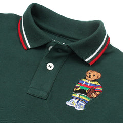 RL Kids Premium Tipping Collar Bear Polo Shirt (Green)