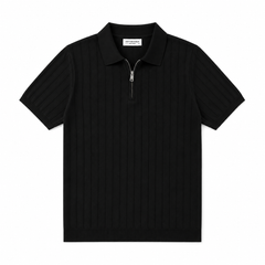 COTTON EAGLE DROP NEEDLE POLO SHIRT (BLACK)