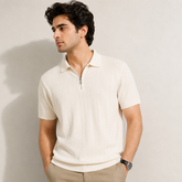 COTTON EAGLE DROP NEEDLE POLO SHIRT (OFF-WHITE)