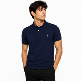RL SMALL PONY MULTI HORSE COTTON PIQUE POLO SHIRT (NAVY BLUE)