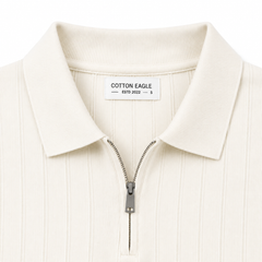 COTTON EAGLE DROP NEEDLE POLO SHIRT (OFF-WHITE)