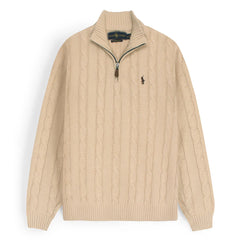 RL IMPORTED SMALL PONY CABLE KNIT SWEATER (SKIN)