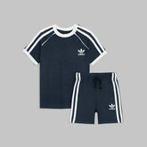 ADDAS PREMIUM KIDS PIPING DRI FIT TWINSET (NAVY BLUE)