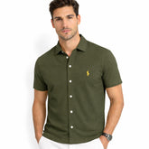 RL MEN'S BUTTON DOWN KNITTED SHIRT (OLIVE GREEN)