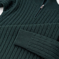 RL IMPORTED SINGLE PONY CABLE KNIT SWEATER (GREEN)