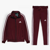 Addas Imported polyester Fleece Tracksuit (Maroon)