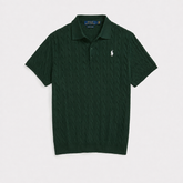RL PREMIUM CABEL-KNIT BUTTON POLO SHIRT (GREEN)