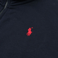 RL Premium Small Pony Cotton Fleece Zipper Jacket (Navy Blue)