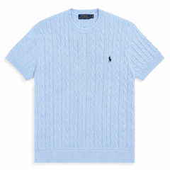 RL CREW NECK CABLE KNIT SHIRT (SKY)